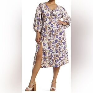 River Island Plus Floral Puff Sleeve Dress Size 22 NWT